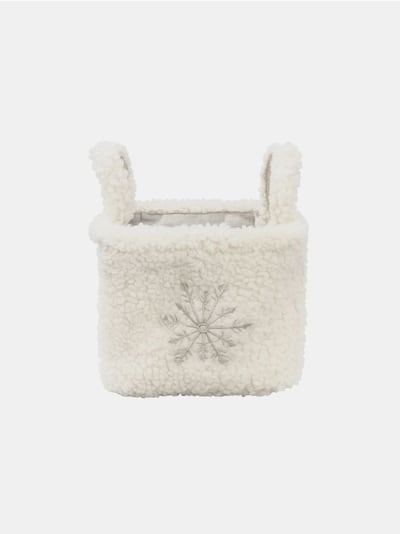 Świąteczny kosz do przechowywania z uszami i motywem śnieżynki
