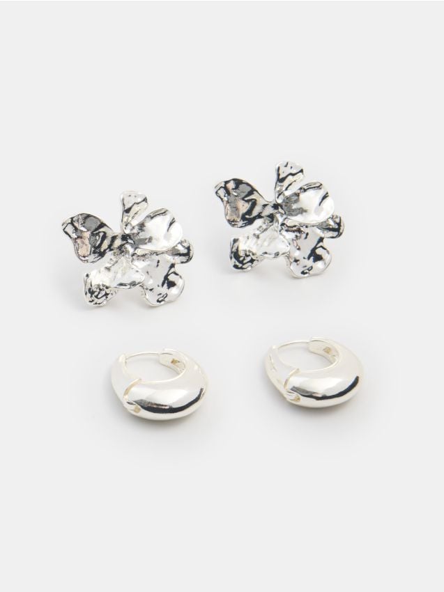 Sinsay - Set de 2 perechi de cercei - argintiu