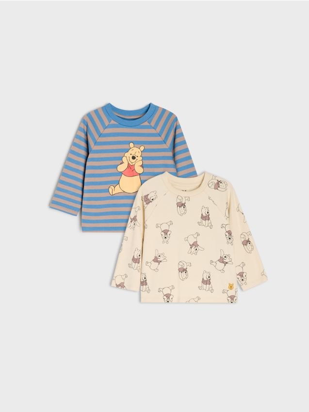 Sinsay - Tricouri din bumbac cu imprimeu 2 buc Winnie the Pooh - crem