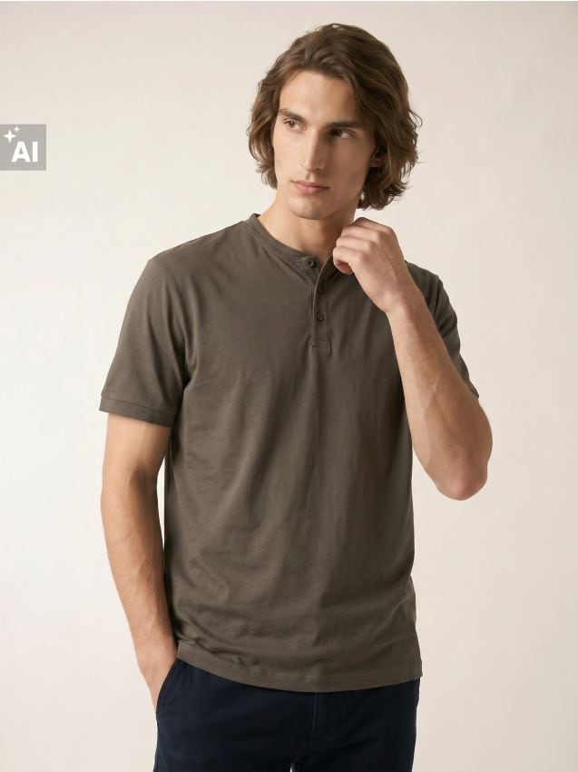 Sinsay - Tricou polo din bumbac - gri-maroniu