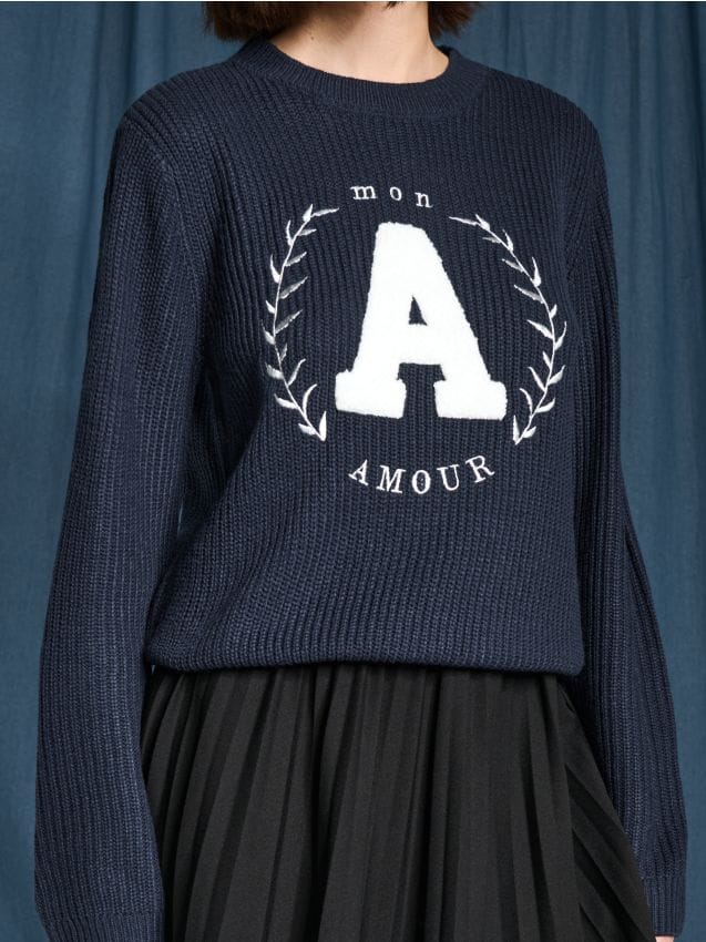 Maglione a costine - blu scuro