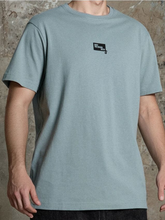 Sinsay - Tricou din bumbac cu inscripție - Gri-albăstrui