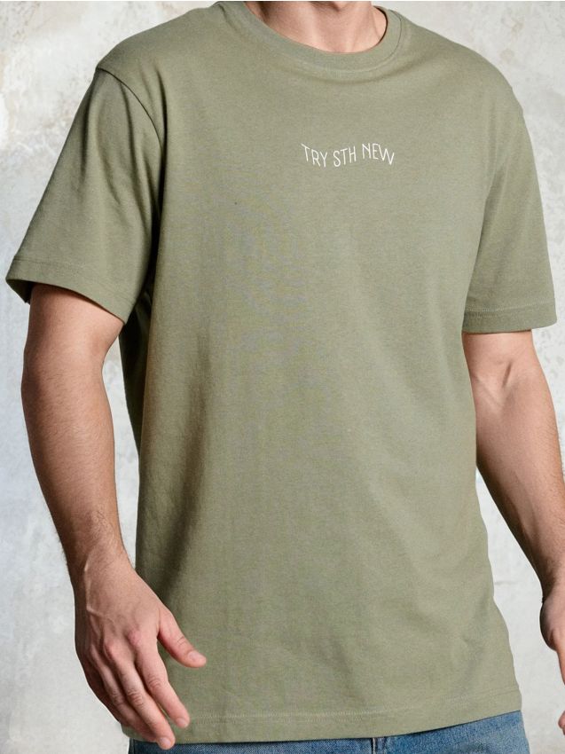 Sinsay - Tricou din bumbac cu inscripție - verde-deschis