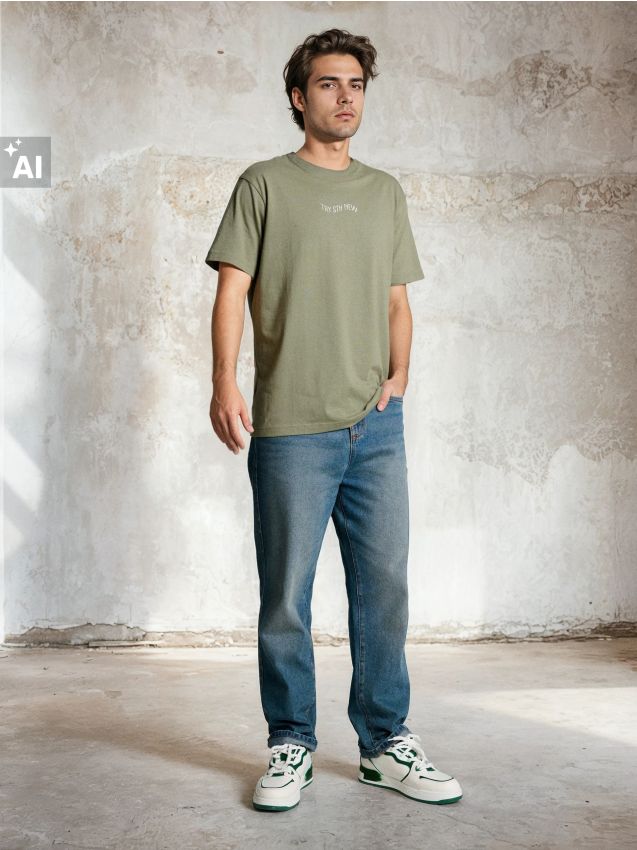 Sinsay - Tricou din bumbac cu inscripție - verde-deschis