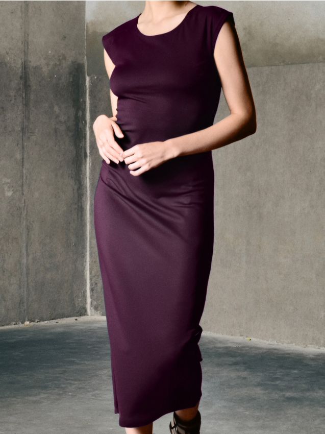 Sinsay - Sukienka midi o klasycznym kroju - bordowy