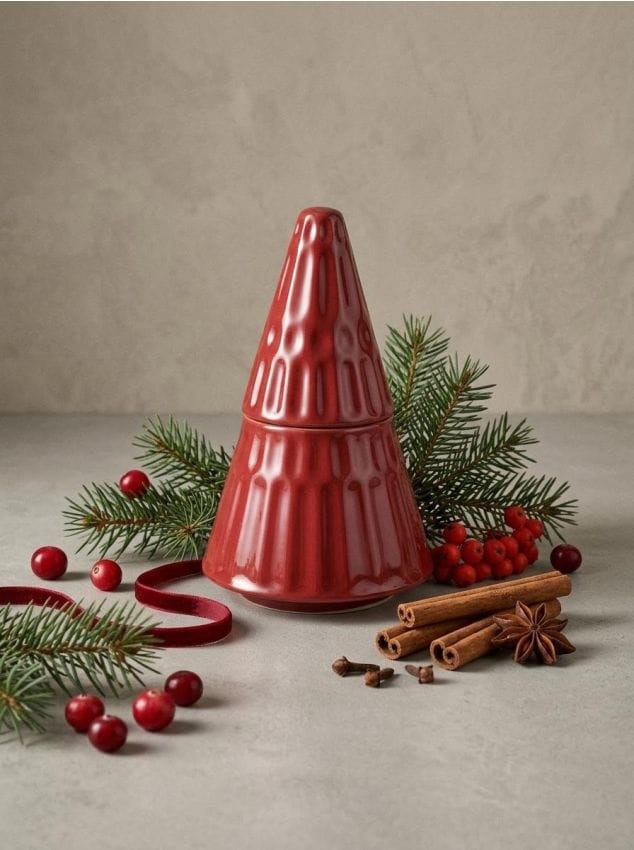 Sinsay - Lumânare decorativă în formă de brad de Crăciun - roșu