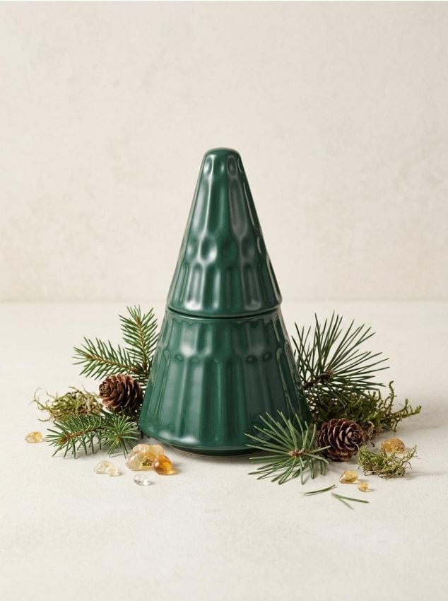 Sinsay - Lumânare parfumată în formă de brad de Crăciun - verde