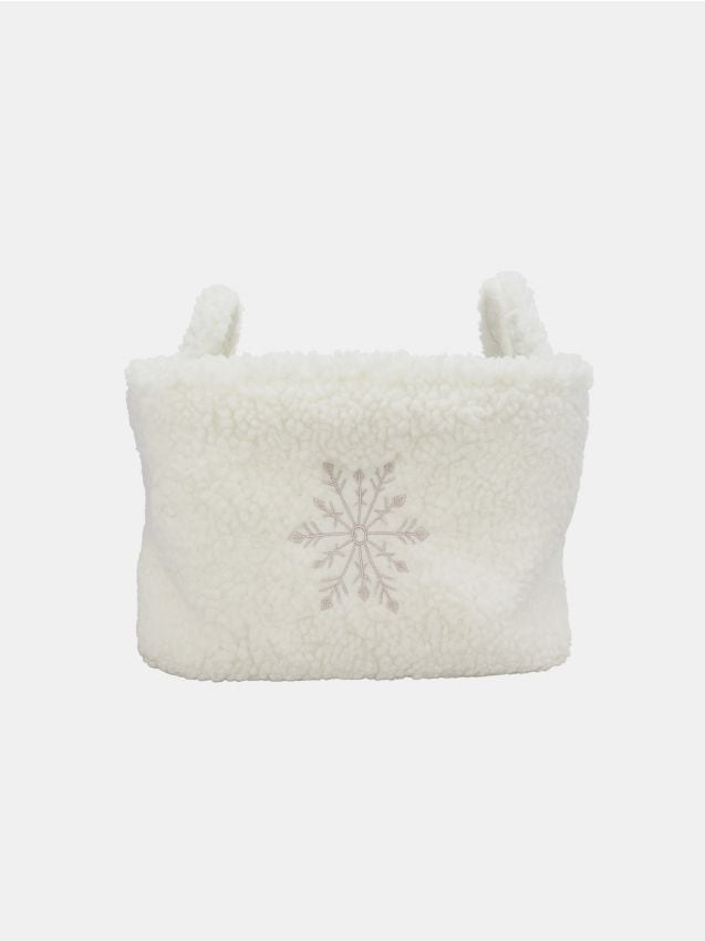 Sinsay - Vianočný úložný kôš s ušami a motívom snehovej vločky - krémová
