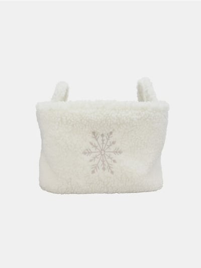 Świąteczny kosz do przechowywania z uszami i motywem śnieżynki
