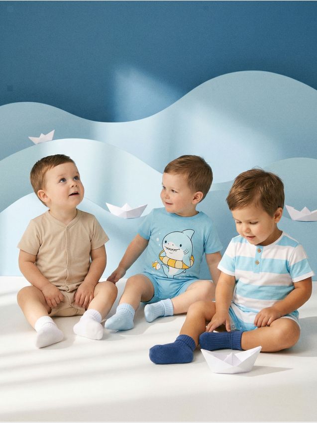 Sinsay - Salopete din bumbac 3 pack - crem