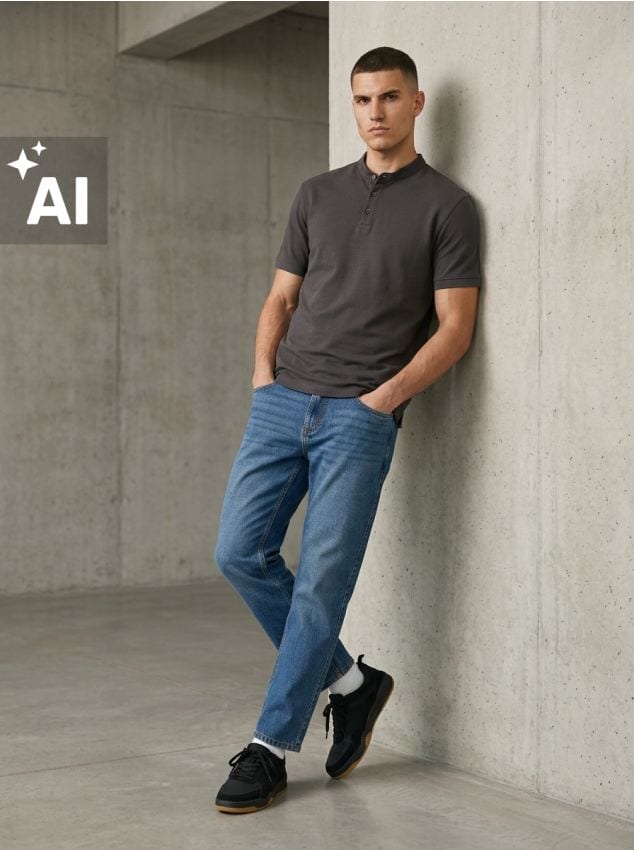 Sinsay - Tricou polo din bumbac - albastru metalizat