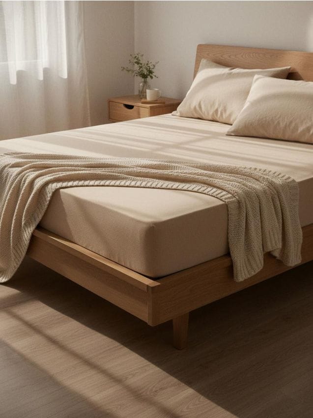 Sinsay - Cearșaf din bumbac, cu elastic, 140x200 - bej