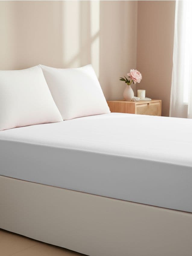 Sinsay - Cearșaf din bumbac, cu elastic, 140x200 - gri deschis