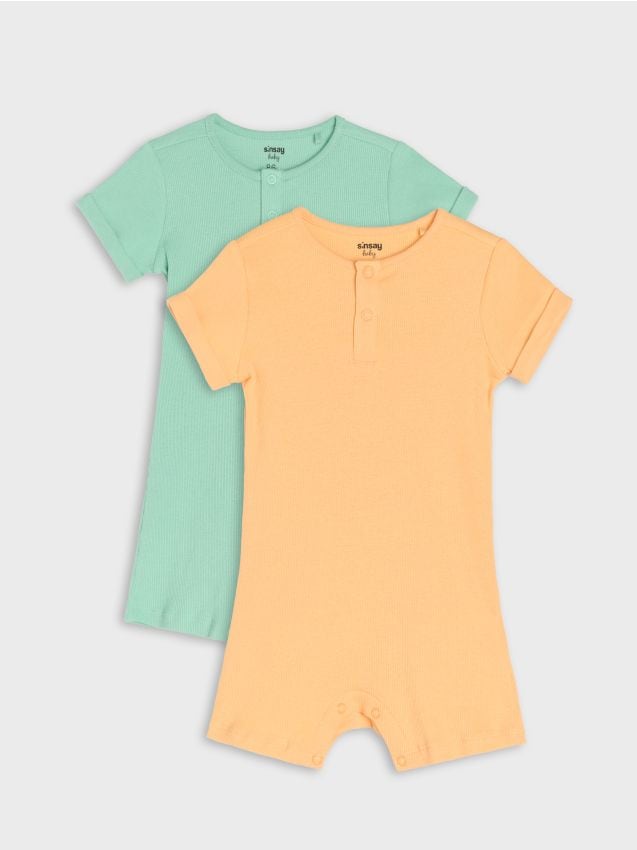 Sinsay - Salopetă reiată 2 pack - roz-piersică