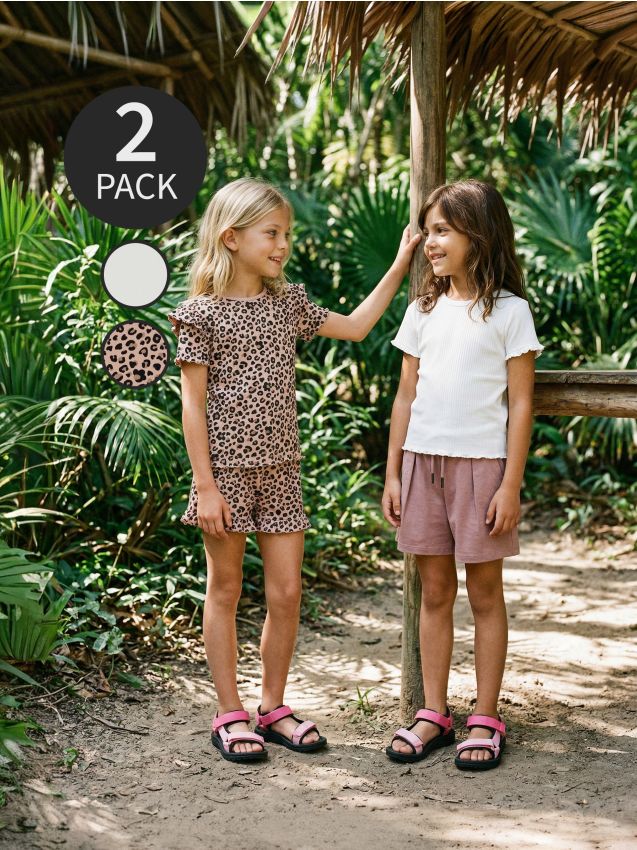 Sinsay - Tricouri din bumbac cu volane decorative 2 pack - multicolor