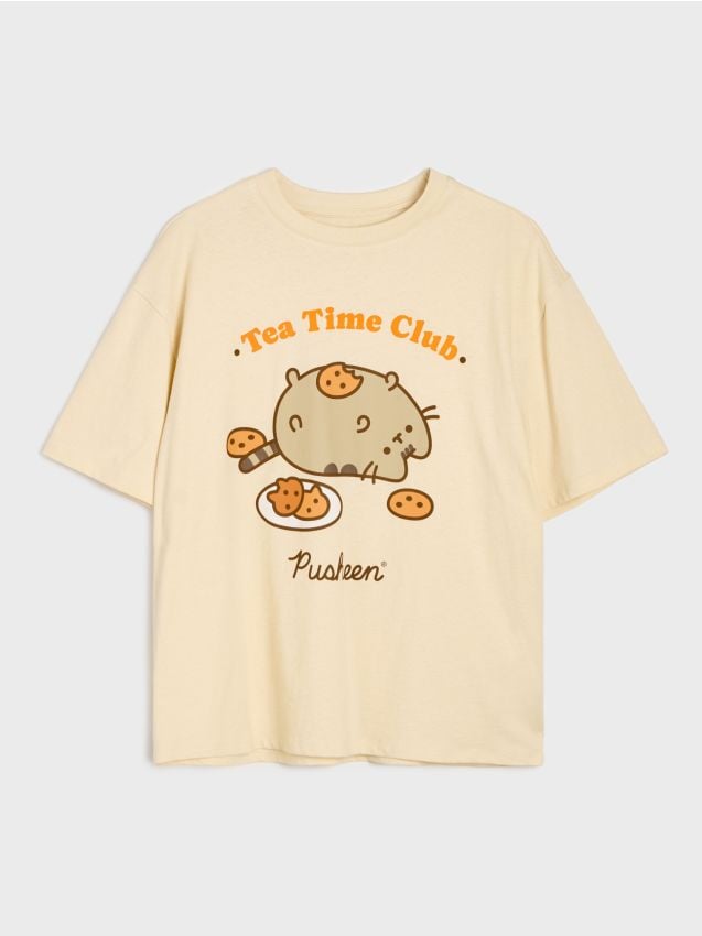 Sinsay - Tricou din bumbac cu imprimeu Pusheen the Cat - bej
