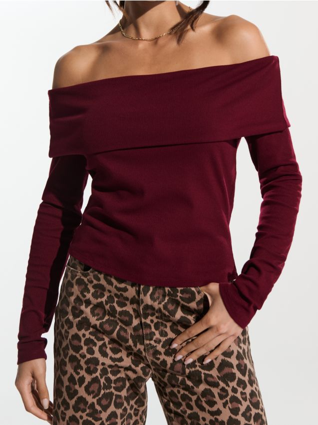 Sinsay - Bluza Dugih Rukava - Maroon