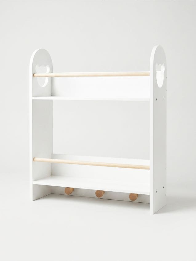 Scaffale a due livelli con aste - bianco