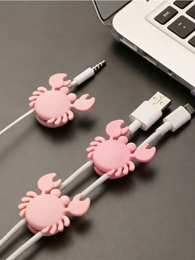 Sinsay - Set de suporturi pentru cabluri cu motiv crab 4 pack - roz-pastel