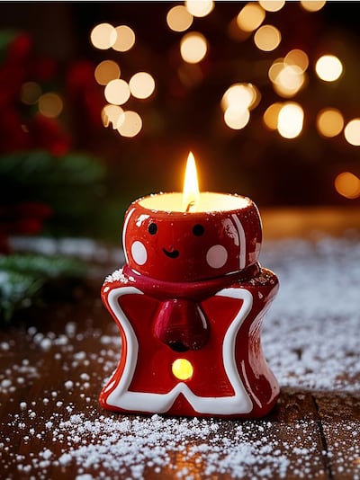 Vonná svíčka s vánočním motivem ve tvaru perníkového mužíka
