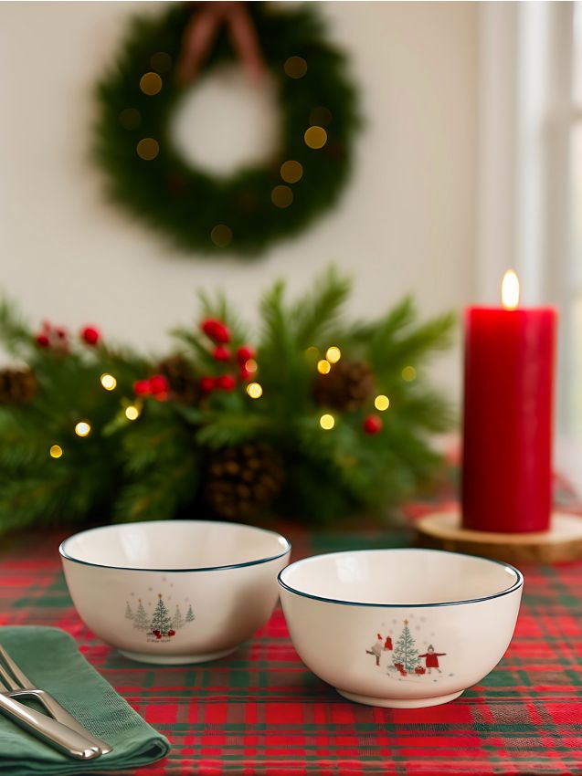 Sinsay - Misky s vianočným motívom 2 kusy - zelená