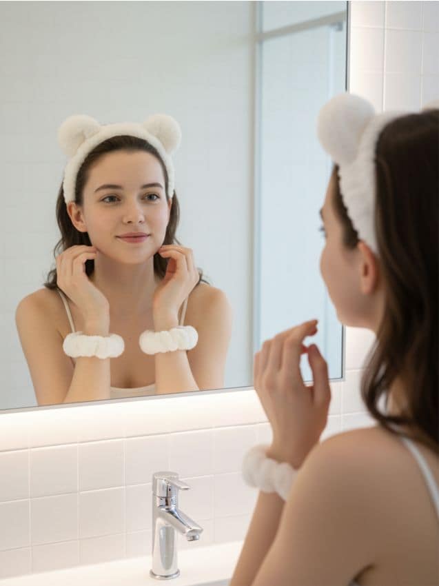 Sinsay - Set cosmetic: manșete pentru încheietură și bentiță de păr - crem