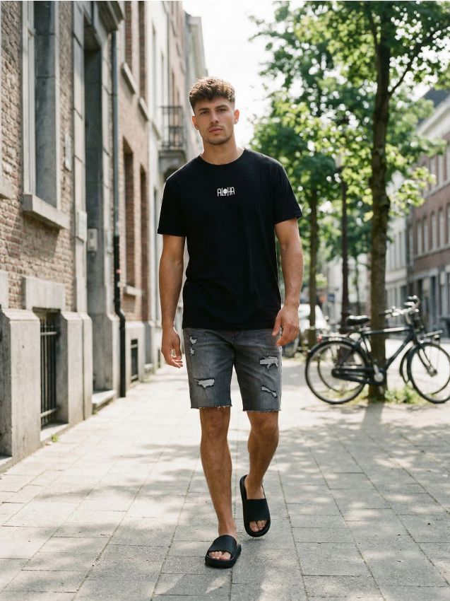 Sinsay - Tricou din bumbac cu inscripție Aloha - negru