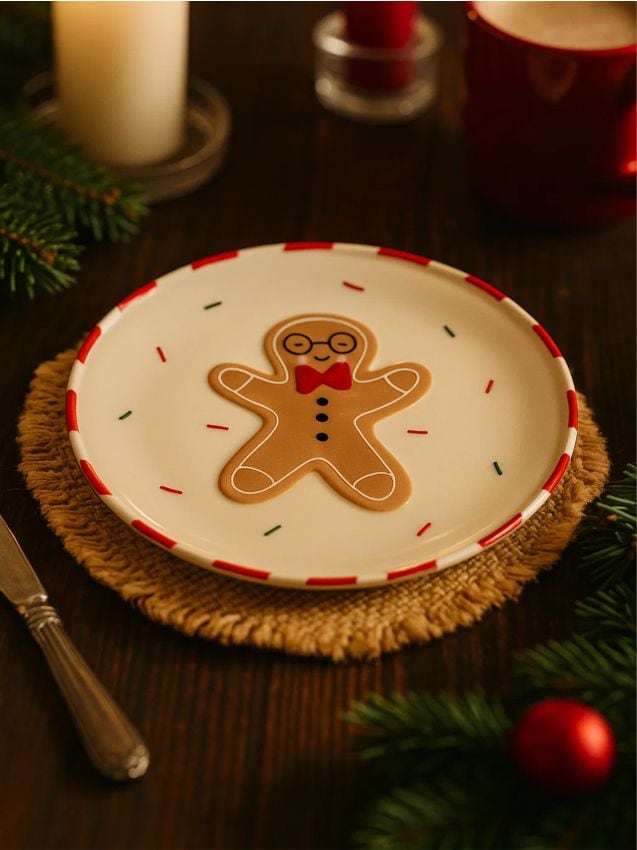 Sinsay - Tanier s vianočným motívom s potlačou perníkového panáčika - biela