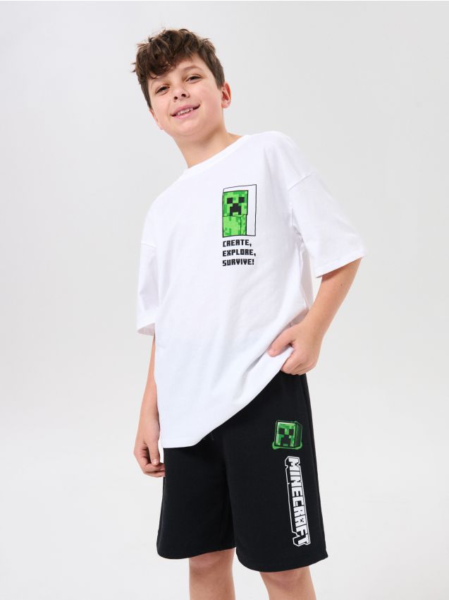 Sinsay - Pantaloni sport scurți Minecraft - negru