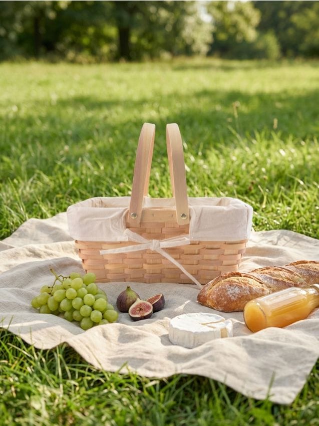 Sinsay - Coș de picnic realizat manual, cu mânere - galben-deschis