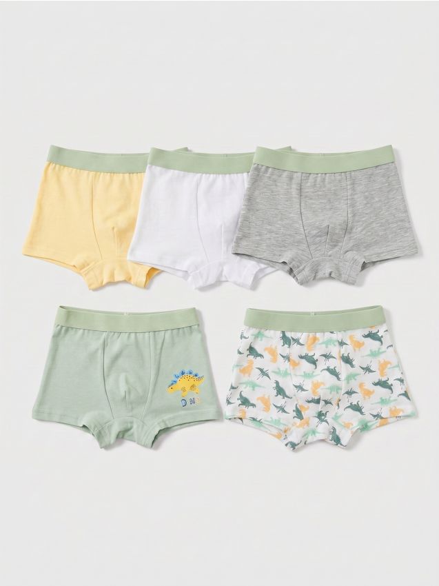 Sinsay - Boxeri din bumbac cu motiv cu dinozauri, set de 5 - multicolor