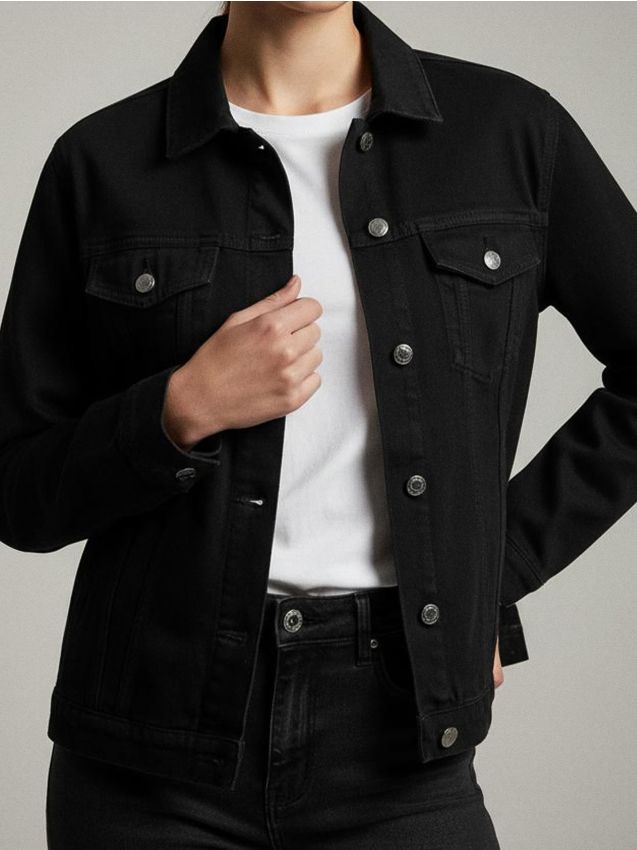 Sinsay - Kurtka jeansowa oversize - czarny