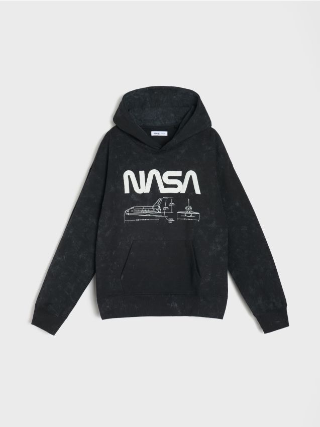 Sinsay - Hanorac tip hoodie NASA - gri-închis