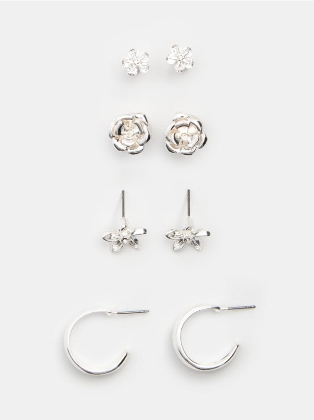 Sinsay - Set de 3 perechi de cercei - argintiu