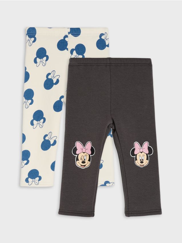 Sinsay - Colanți din bumbac căptușiți 2 pack Minnie Mouse - gri-închis