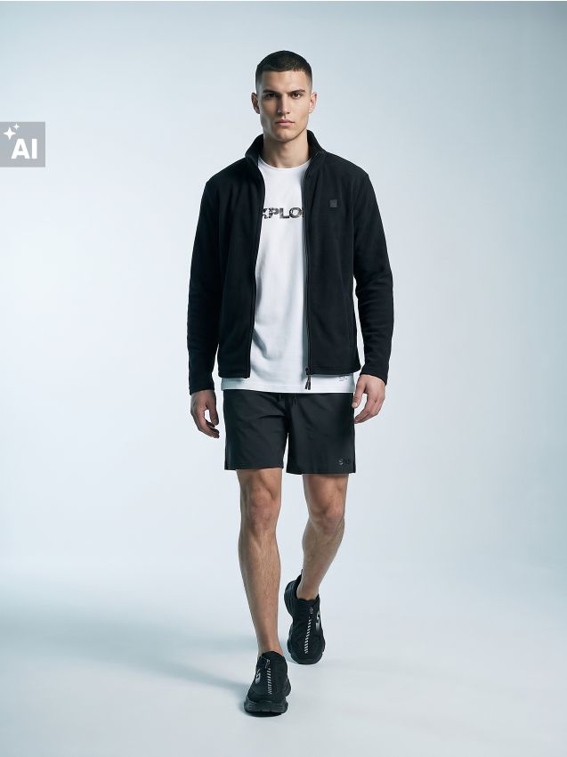 Sinsay - Hanorac sport cu fermoar și guler înalt SNSY PERFORMANCE - negru