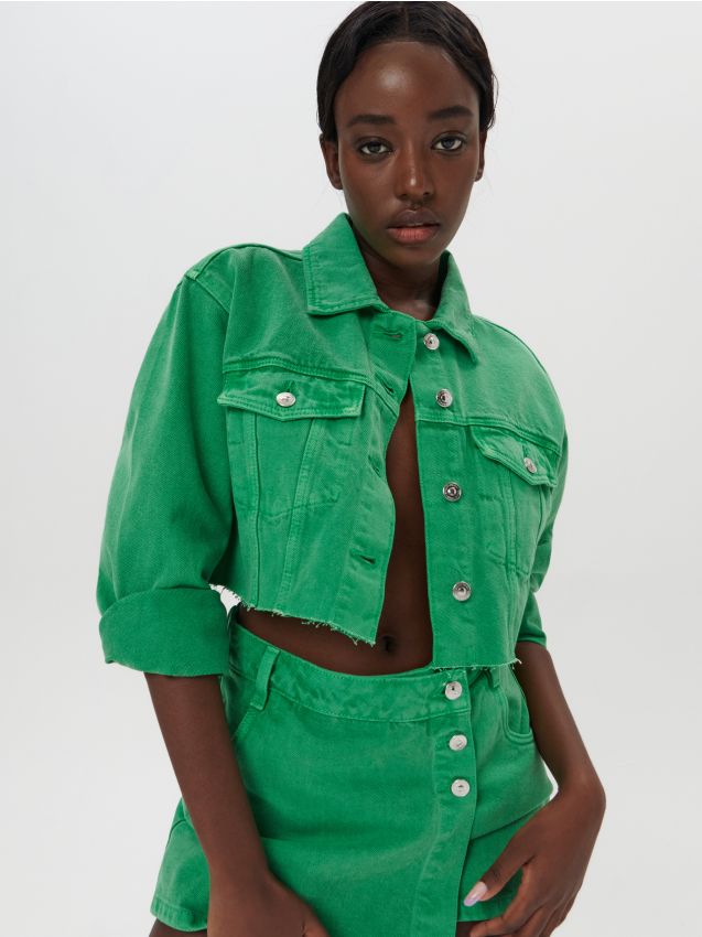 Green denim hot sale jacket topshop