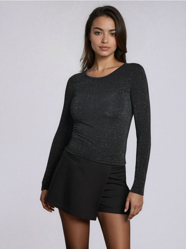 Sinsay Sinsay - Μπλούζα με μεταλλική κλωστή - μαυρο