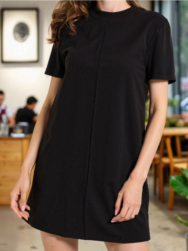 Sinsay - Rochie mini tricotată în dungi fine - negru