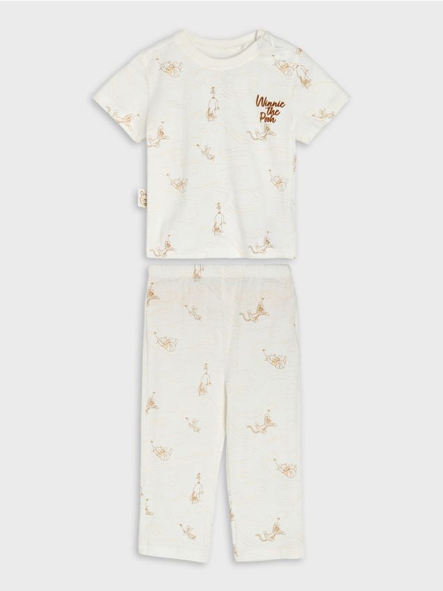 Sinsay - Pijamă din bumbac în două piese Winnie the Pooh - crem