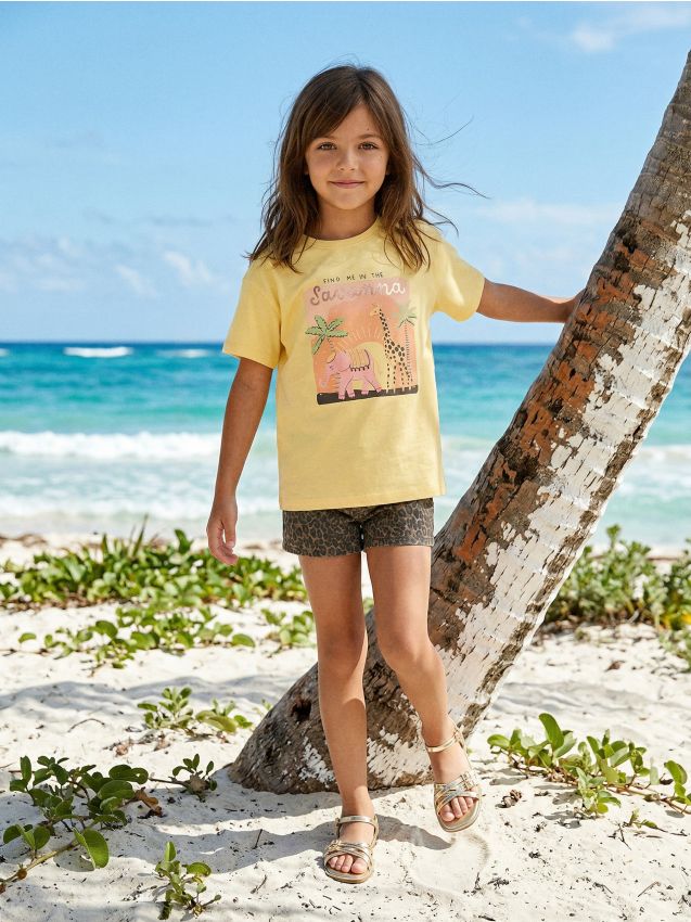 Sinsay - Tricou din bumbac cu inscripție Savanna - galben-pal