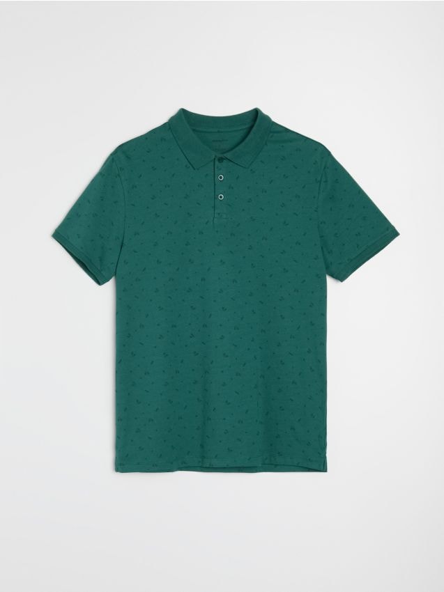 Sinsay - Tricou polo din bumbac cu mânecă scurtă - verde-aprins