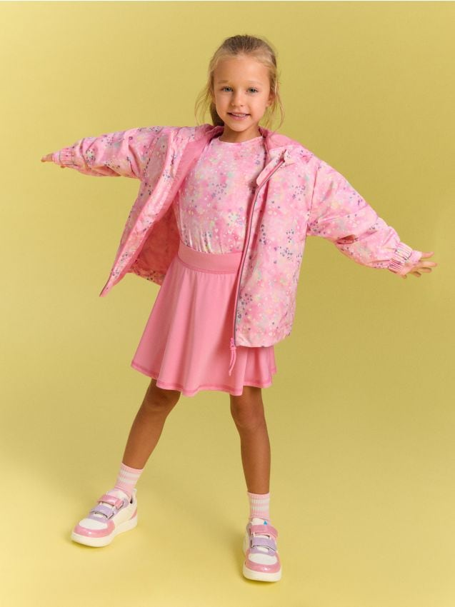 Sinsay - Set cu protecție solară UPF50+: bluză și fustă cu pantaloni tip colanți scurți Active - roz-fuchsia