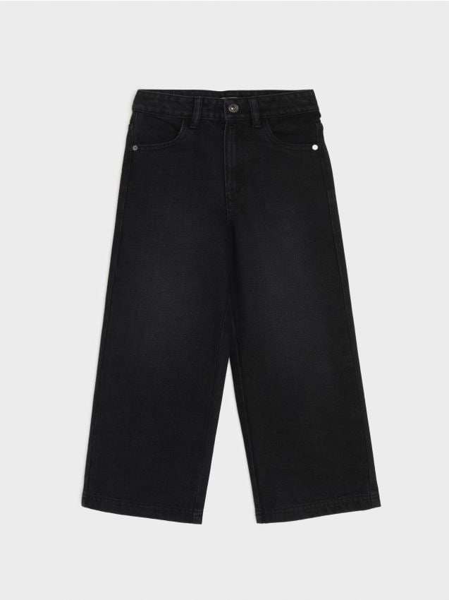 Sinsay - Blugi wide leg cu talie înaltă - negru