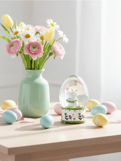 Великодня снігова куля із зайчиком