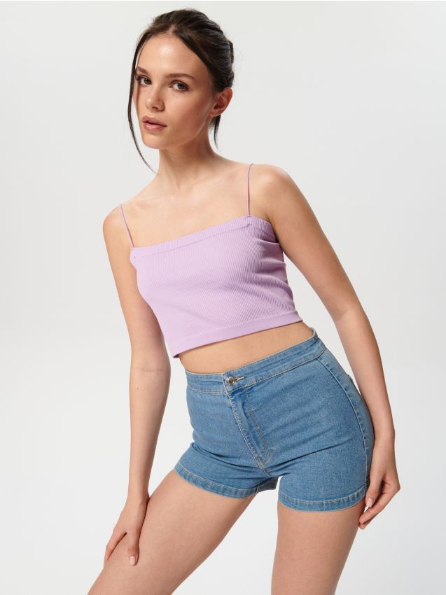 High waist kratke pantalone od trapera - SINSAY