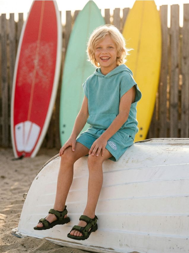 Sinsay - Hanorac din bumbac cu efect spălat - acvamarin