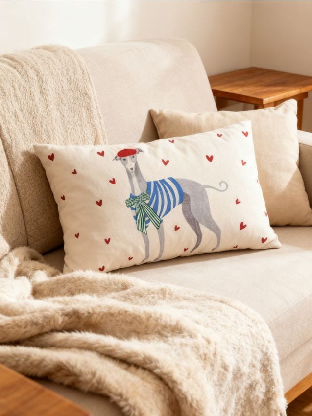 Sinsay - Pernă decorativă cu motiv de câine - alb