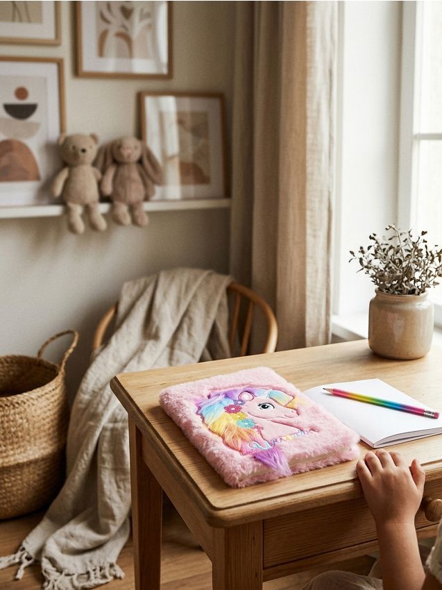 Quaderno con copertura in peluche - multicolor