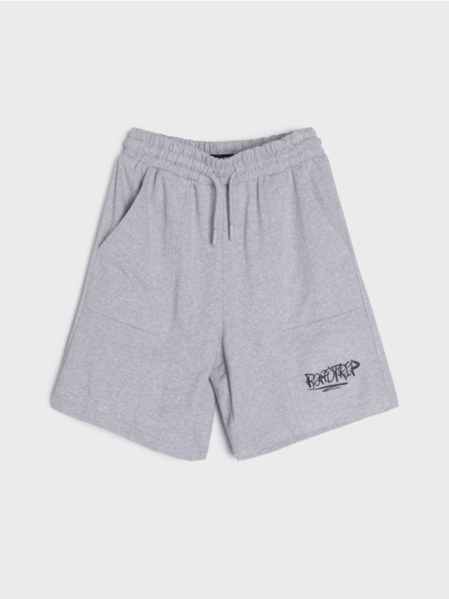 Sinsay - Pantaloni scurți lejeri cu bumbac - gri-neutru